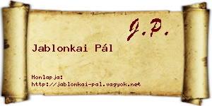 Jablonkai Pál névjegykártya